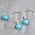 18kt White Gold Turquoise and Diamond Suite