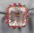 18kt Gold Kunzite Pink Sapphire and Sapphire Ring David Webb