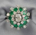 Platinum Diamond and Emerald Cluster Ring Oscar Heyman