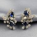 Platinum Sapphire and Diamond Earclips