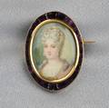 Antique 18kt Gold Portrait Miniature and Amethyst PendantBrooch