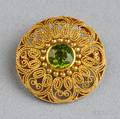 Arts  Crafts 18kt Gold and Peridot Brooch Tiffany  Co