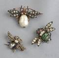 Three Antique Gemset Insect Brooches