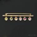 14kt Gold and Reversepainted Crystal Acrostic Brooch