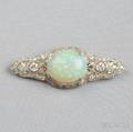 Platinum Opal and Diamond Brooch