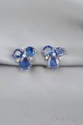 14kt White Gold Sapphire and Diamond Earclips Seaman Schepps