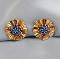 Retro 14kt Gold and Sapphire Earclips Trabert  HoefferMauboussin