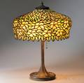 Mosaic Glass Table Lamp Attributed to Unique Art Glass  Metal Co