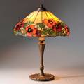 Mosaic Glass Poppy Table Lamp Attributed to Wilkinson