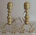 Pair of Federal brass andirons