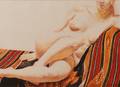 Phillip Pearlstein American b 1924 Girl on Orange and Black Mexican Rug