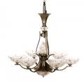 Art Deco Style Brushed Aluminum 6 Light Chandelier
