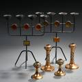 Pair of Gunnar Ander for Ystad Candelabra and Four Pentti Sarpaneva Pitsi