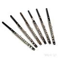 Six Boehm System C Foot Flutes Five Wooden One Pressed Rubber