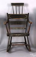 New England painted highback windsor rocking chair ca 1840