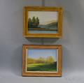 Two Landscape Paintings Robert Kozora American 20th21st Century Playground