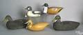Five carved and painted duck decoys