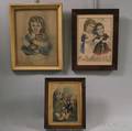Two Framed Currier  Ives Small Folio Portrait Lithographs and a Small German Lithograph