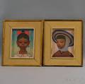 Lisa Santos Silva Mexican 20th Century Pair of Portrait Heads of Children Boy