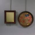 Grainpainted Mirror and Framed Embroidered US Flag and Roses