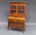 Classical Mahogany Veneer Glazed Desk and Bookcase