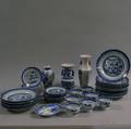 Group of Blue and White Canton Porcelain Tableware
