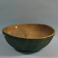 Large Greenpainted Turned Wooden Bowl