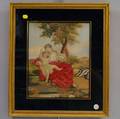 Framed Religious Needlework Picture in Eglomise Mat