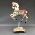 Carved and Painted Carousel Horse with Whitepainted Cast Iron Stand