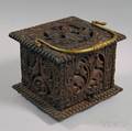 Carved and Pierced Oak Dower Box with Brass Handle