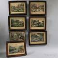Seven Framed Currier  Ives Lithographs