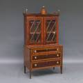 Federalstyle Inlaid Mahogany Glazed Desk and Bookcase
