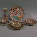 Nine Chinese Export Porcelain Table Items