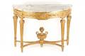 Louis XVI Giltwood Console Table wMarble Top