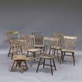 Assembled Set of Seven Paint and Stencildecorated Fancy Side Chairs
