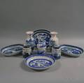 Nine Blue and White Chinese Export Porcelain Items