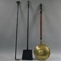 Brass Bedwarmer and Wrought Iron Two Tools