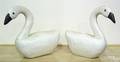Pair of carved and painted wood swans mid 20th c