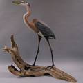Carved Wood Great Blue Heron Figure