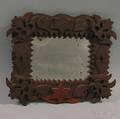 Carved and Painted Tramp Art Framed Mirror