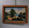 Reversepainted Countryside Landscape on Glass