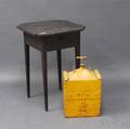 Country Federal Blackpainted Onedrawer Stand and a Yellowpainted Container