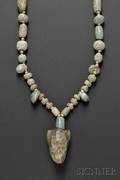 PreColumbian Jadeite Necklace with Animal Head Pendant
