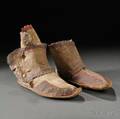 Pair of Apache Painted Hide Moccasins