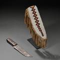 Plains Cree Beaded Buffalo Hide Knife Sheath