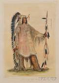 Colored Lithograph of MahToTohPa by George Catlin 17961872