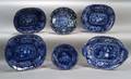 Six Blue Transfer Decorated Serving Dishes