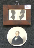 Framed double silhouette of a woman and man