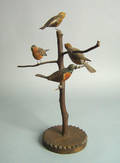 Carved and polychrome bird tree early 20th c