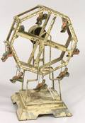 German Cream PaintedTin Windup Ferris Wheel
